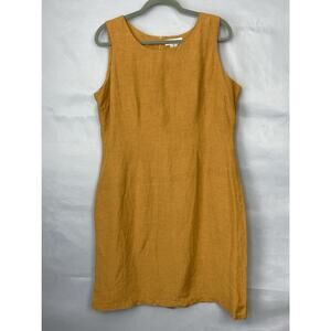 VTG Jennifer Eden Sheath Dress Womens 16 Y2K Linen Blend Minimalist Sleeveless